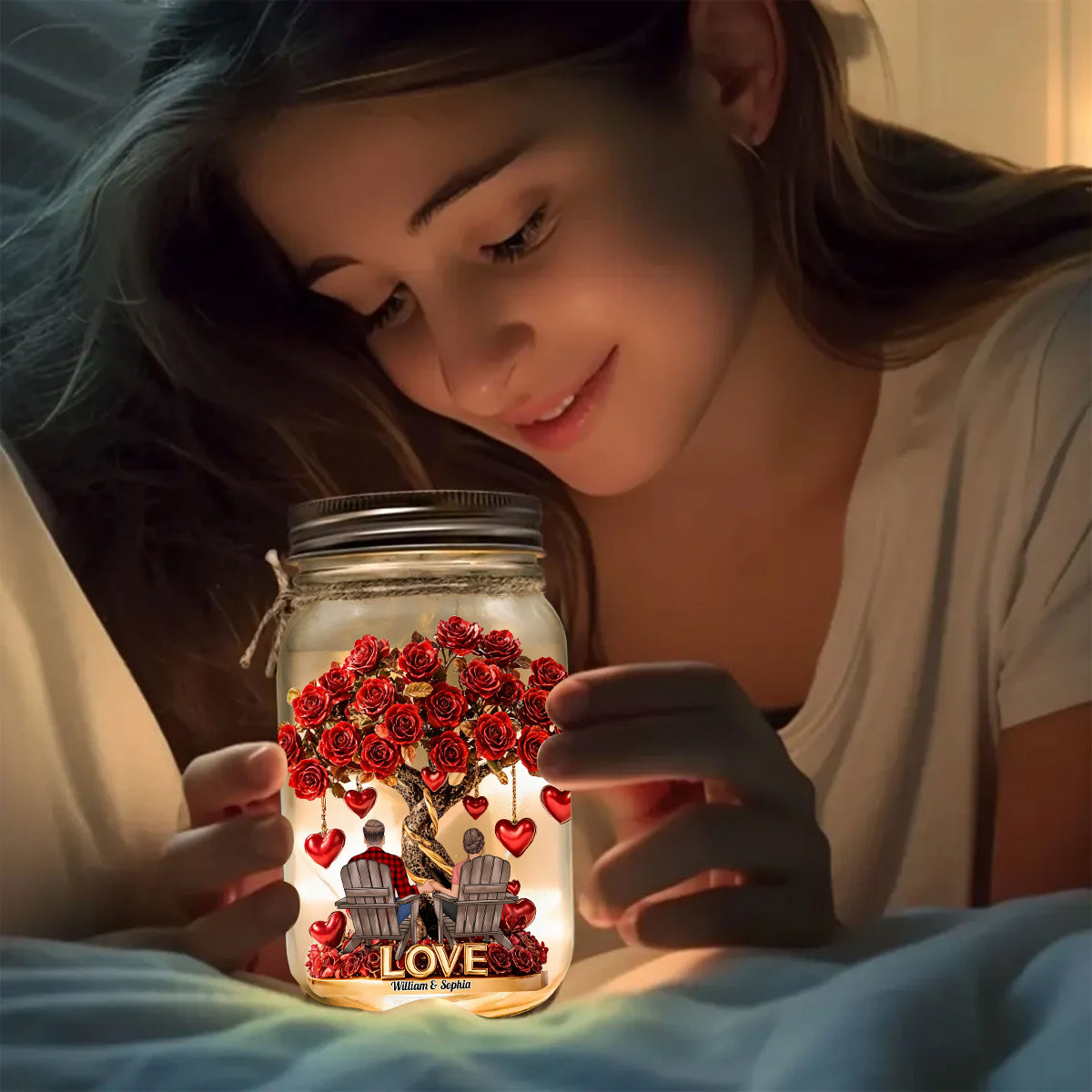 Wahre Liebe – Personalisierte Pärchen-Lichterkette im Einmachglas