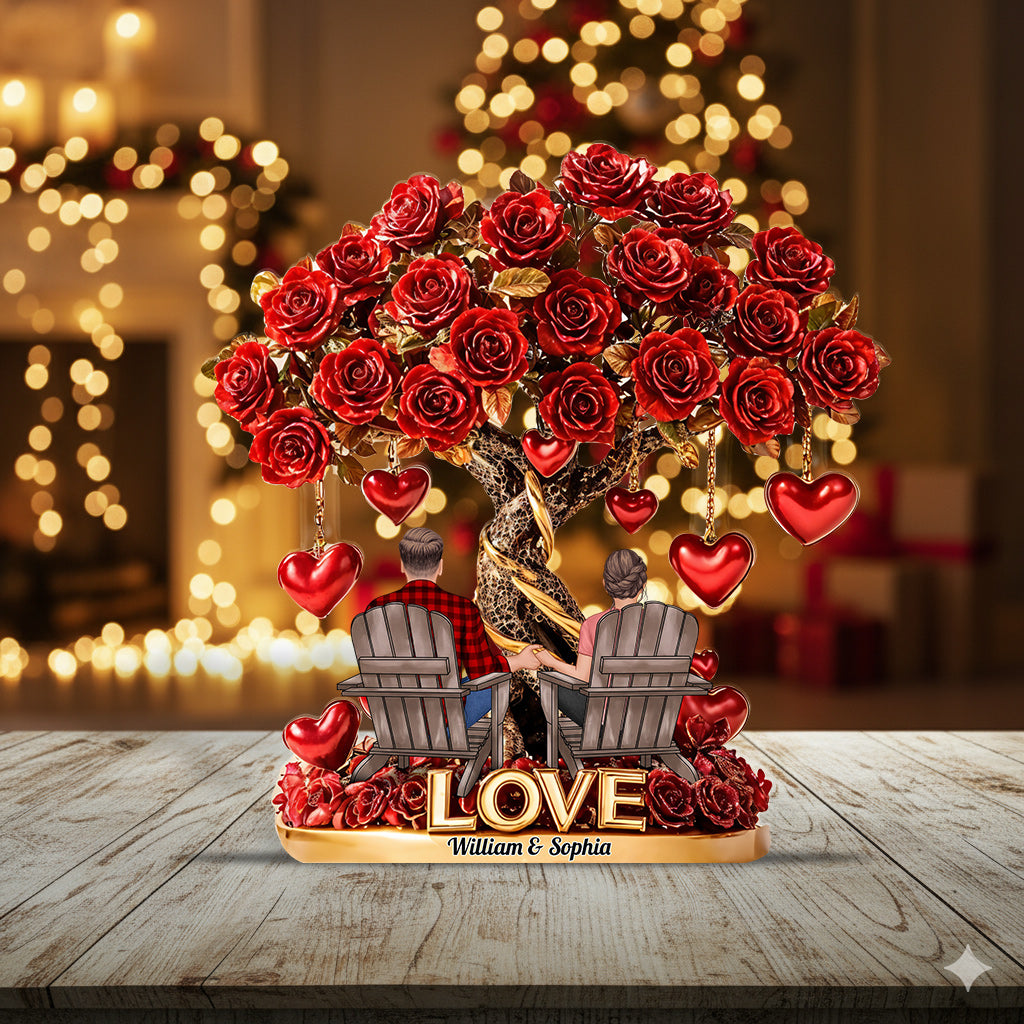 Weihnachtsgeschenk „Baum der Liebe“ für Paare – personalisierte Acrylplakette in individueller Form