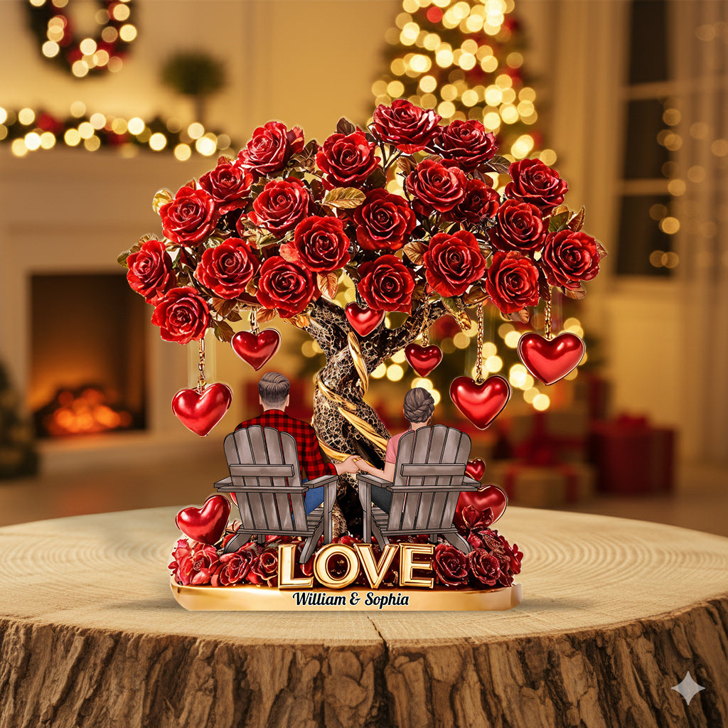 Weihnachtsgeschenk „Baum der Liebe“ für Paare – personalisierte Acrylplakette in individueller Form