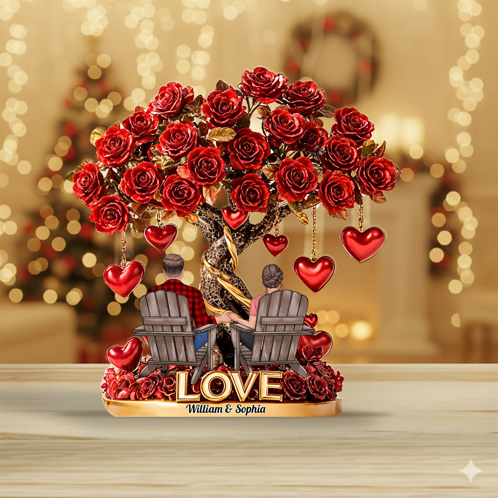 Weihnachtsgeschenk „Baum der Liebe“ für Paare – personalisierte Acrylplakette in individueller Form