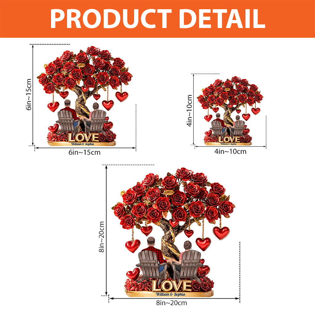 Weihnachtsgeschenk „Baum der Liebe“ für Paare – personalisierte Acrylplakette in individueller Form