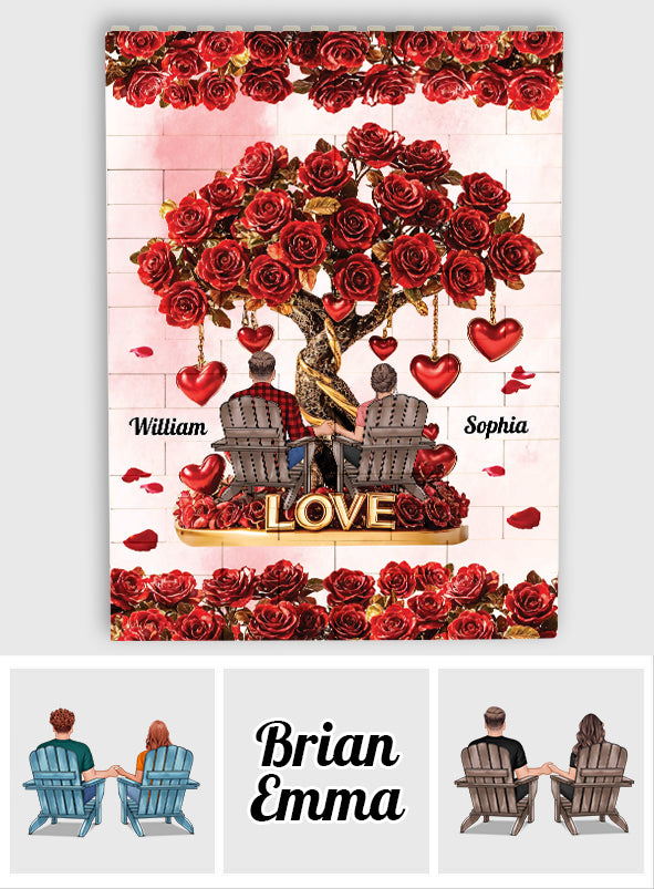 Baum der Liebe – Personalisierte, einseitige, vertikale, rechteckige Bausteine ​​für Paare