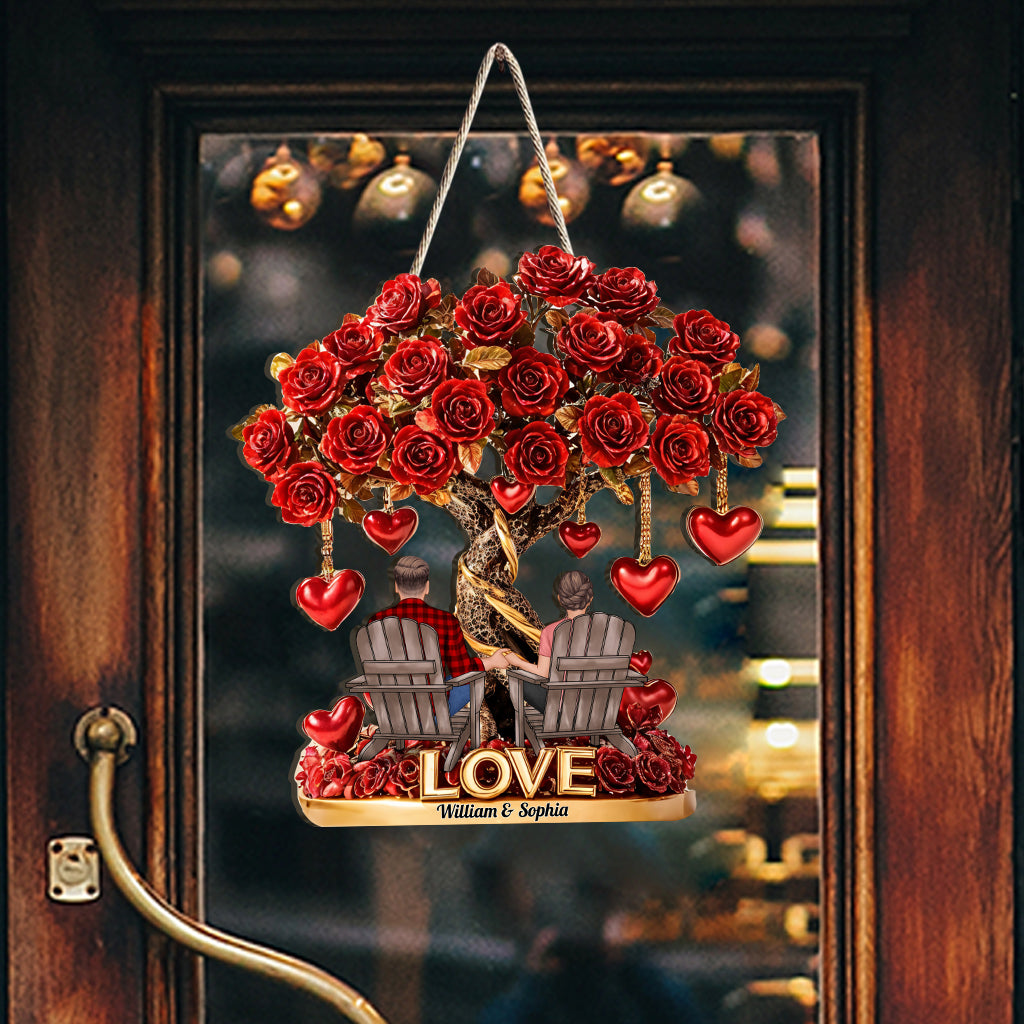 Baum der Liebe – Personalisiertes Holzschild in individueller Pärchenform
