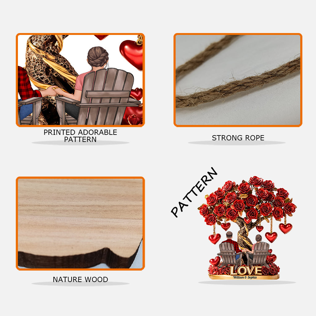 Baum der Liebe – Personalisiertes Holzschild in individueller Pärchenform