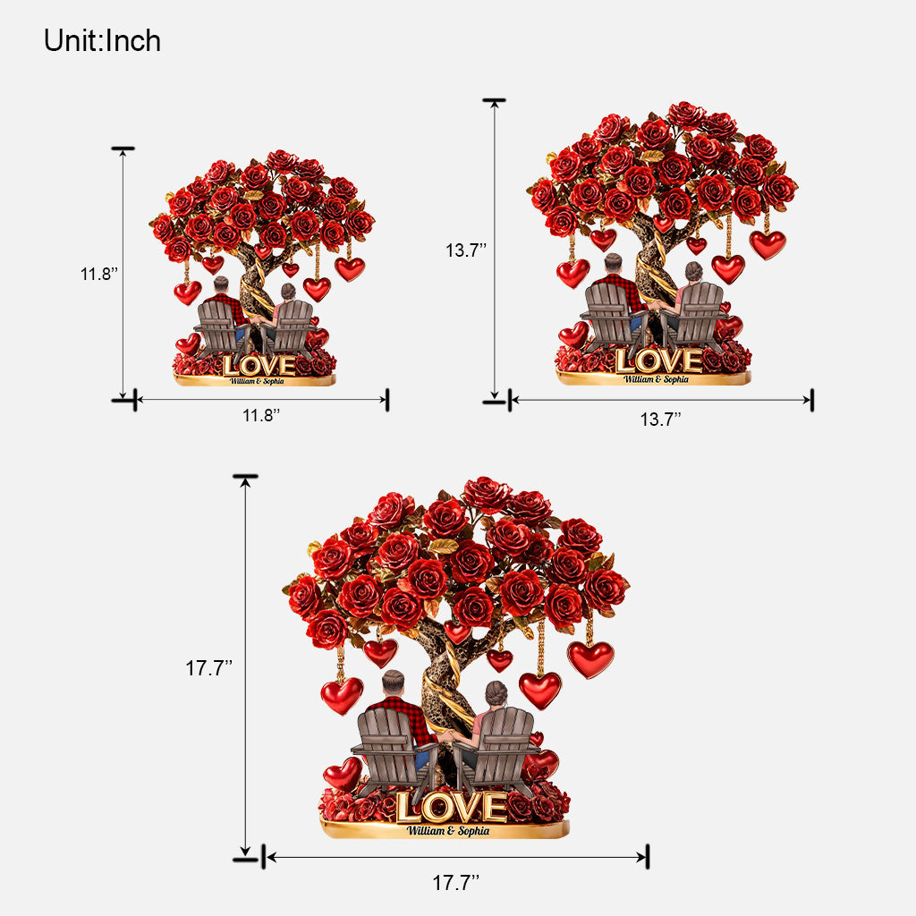 Baum der Liebe – Personalisiertes Holzschild in individueller Pärchenform