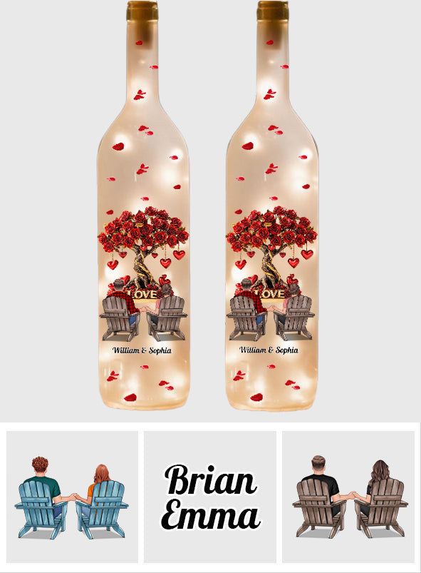 Baum der Liebe – Personalisierte Weinflaschenlampe für Paare