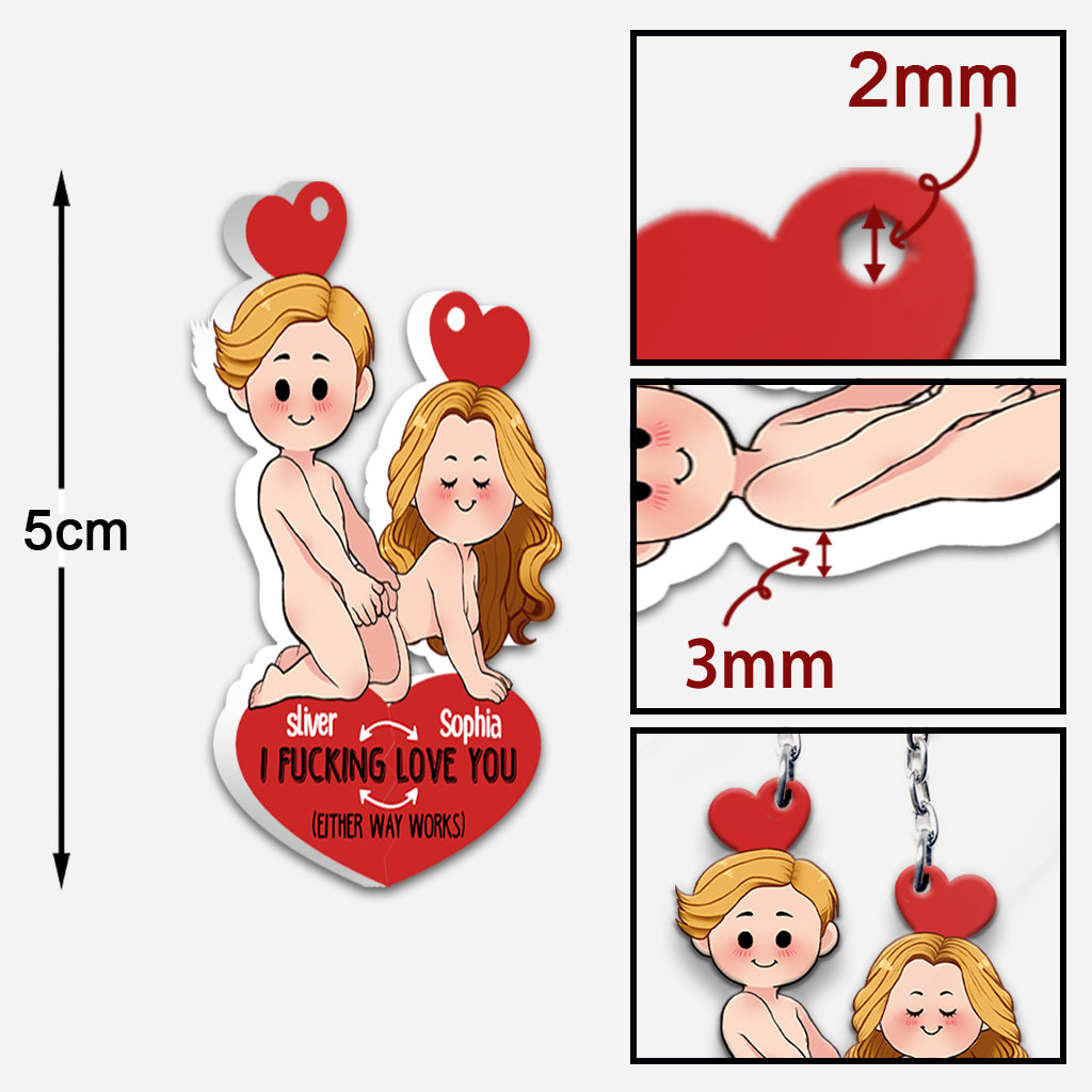 Ich liebe dich – Personalisierter 3-lagiger und 1-lagiger Schlüsselanhänger für Paare