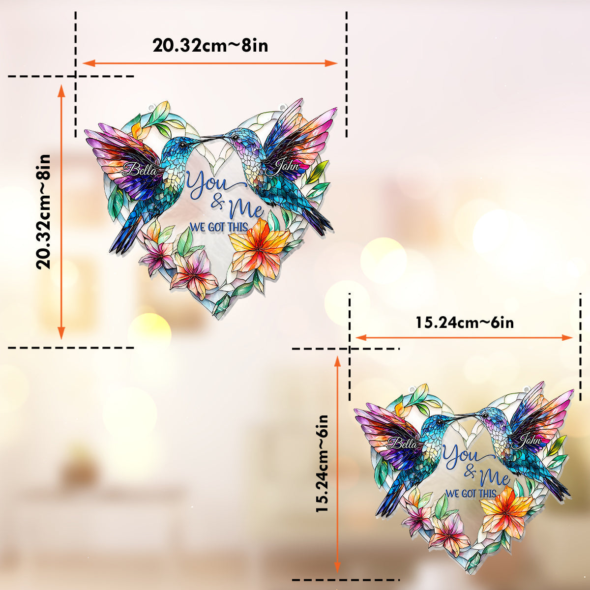 Kolibri-Pärchen – Personalisierter Kolibri-Fensterhänger als Sonnenfänger