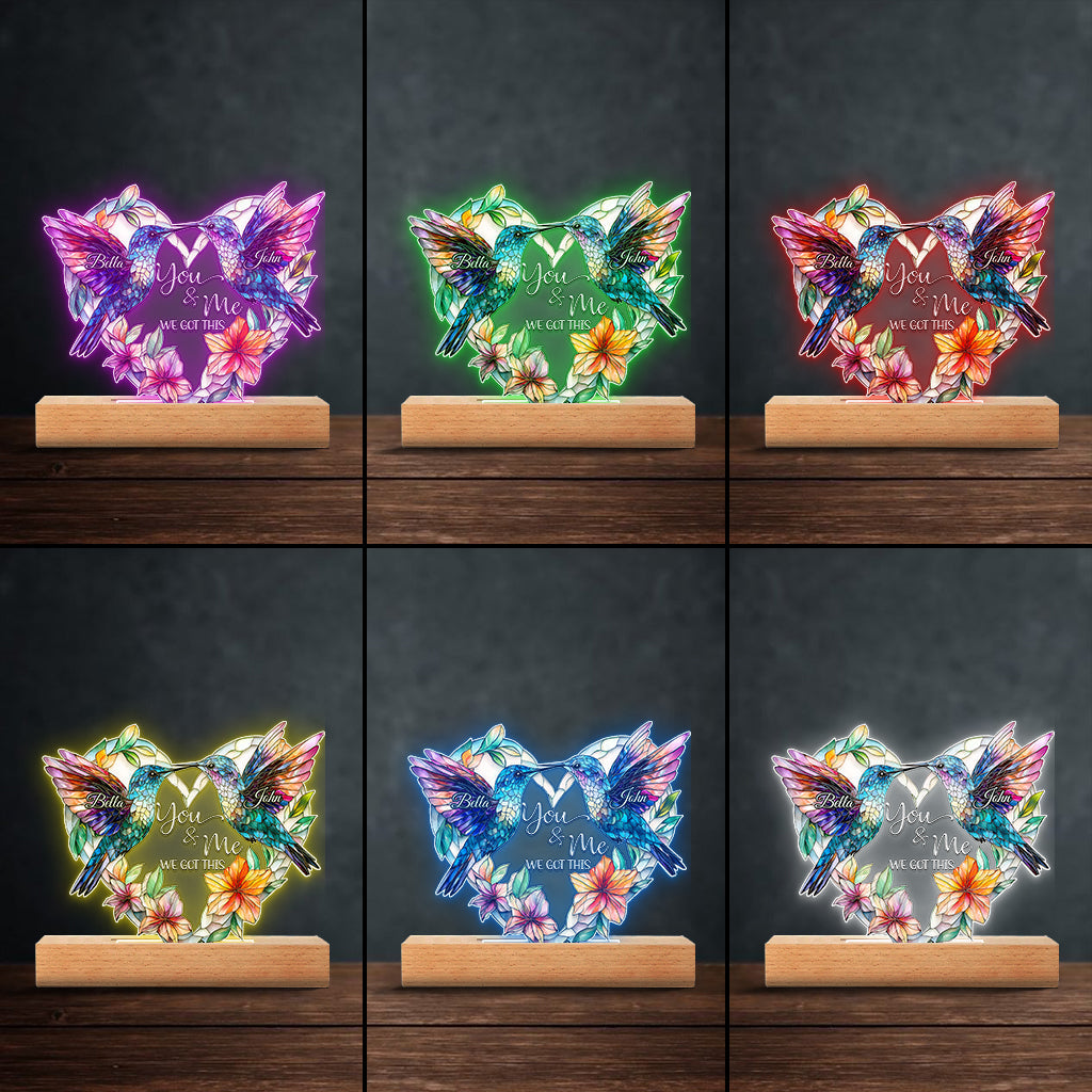 Hummingbird Couple - Personalized Hummingbird Shaped Plaque Light Base