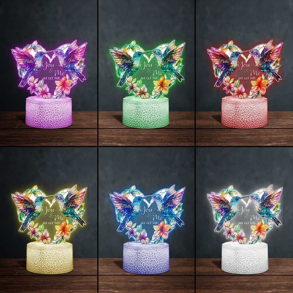 Hummingbird Couple - Personalized Hummingbird Shaped Plaque Light Base