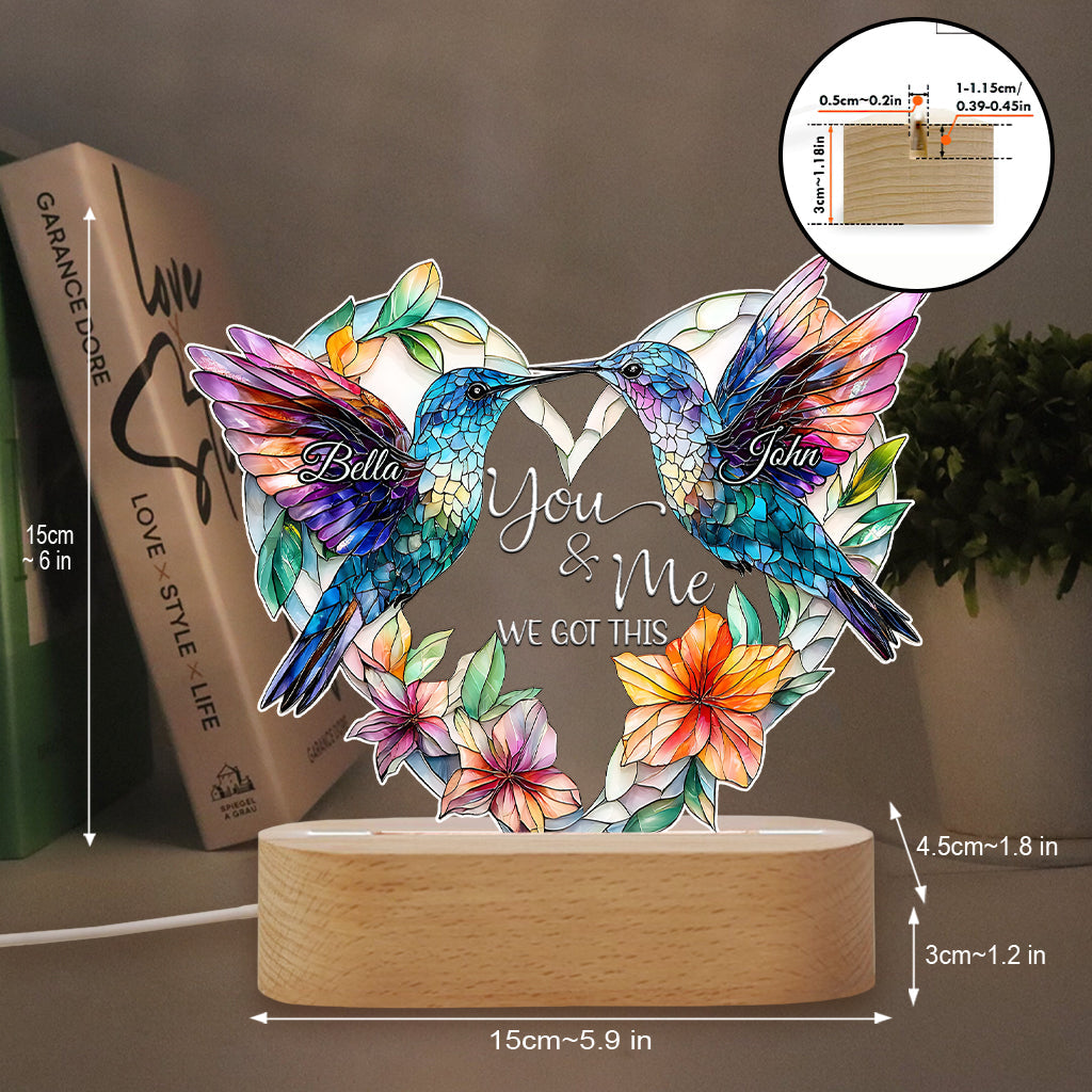 Hummingbird Couple - Personalized Hummingbird Shaped Plaque Light Base