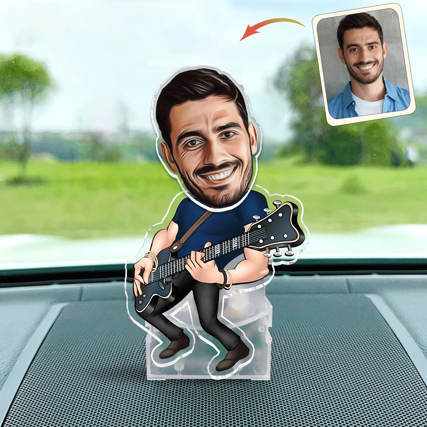 Witziger Gitarrist – Gitarrengeschenk für Ehemann, Freund, Vater, Sohn – Personalisierter Shaking Head