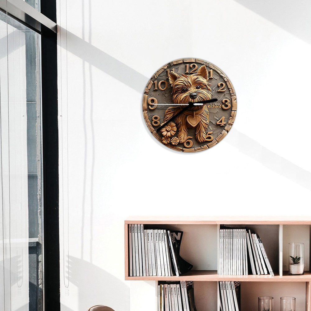Niedlicher Yorkshire Terrier - Personalisierte Yorkshire Terrier Wanduhr