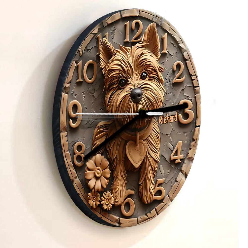 Niedlicher Yorkshire Terrier - Personalisierte Yorkshire Terrier Wanduhr