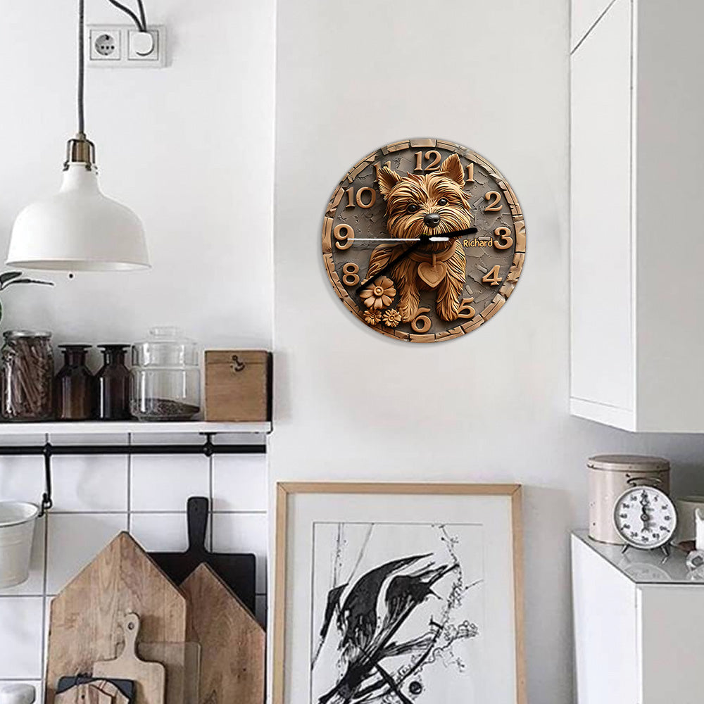 Niedlicher Yorkshire Terrier - Personalisierte Yorkshire Terrier Wanduhr