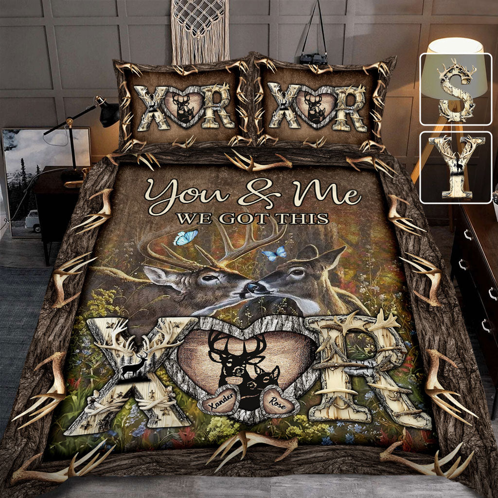 Her Buck His Doe - Personalisiertes Jagd-Quilt-Set