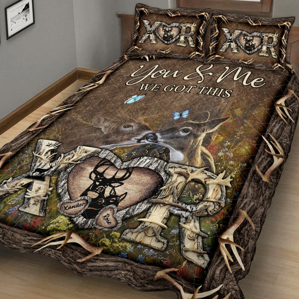 Her Buck His Doe - Personalisiertes Jagd-Quilt-Set