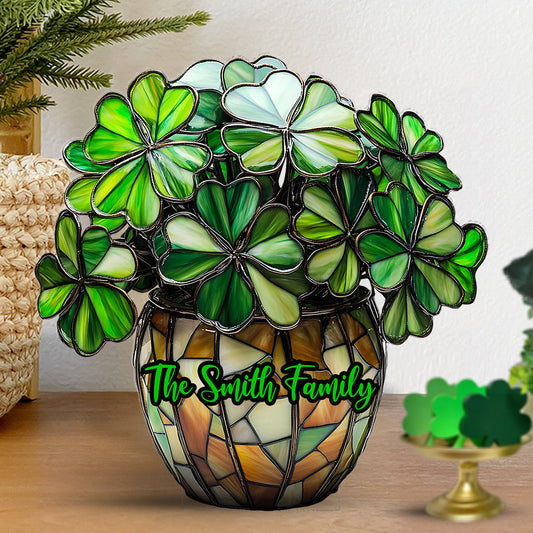 Glücksblume – Personalisierte Acrylplakette in Sonderform zum St. Patrick's Day