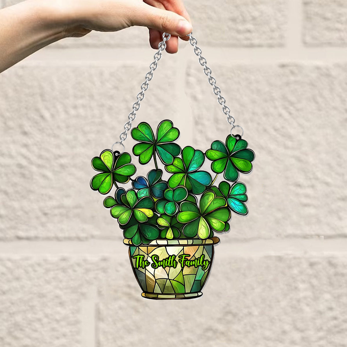 Glücksblume – Personalisierter Fensterhänger zum St. Patrick's Day 