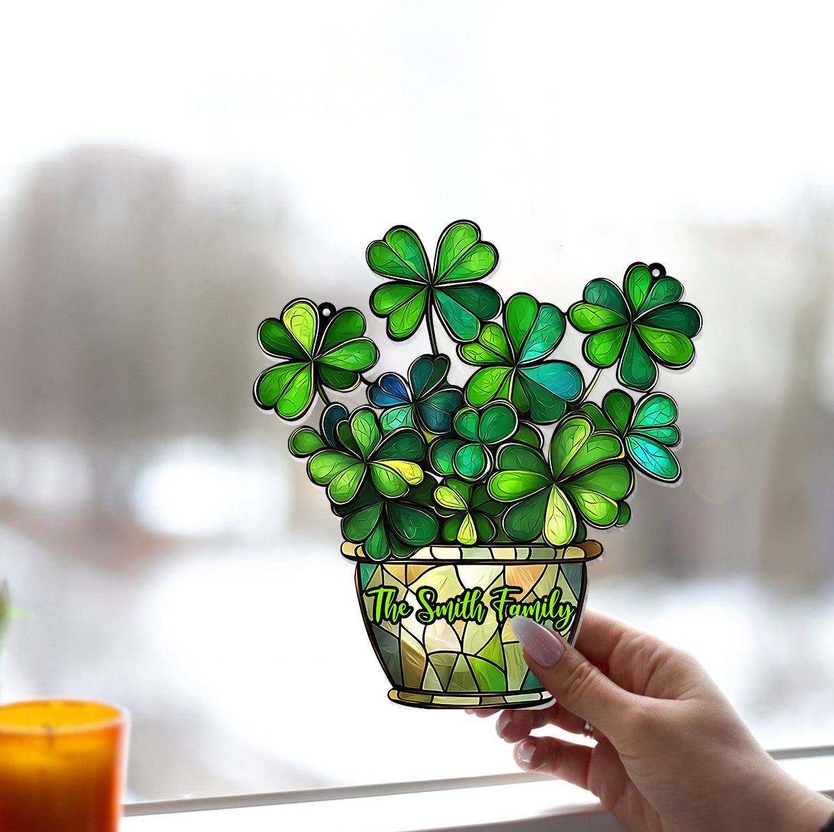 Glücksblume – Personalisierter Fensterhänger zum St. Patrick's Day 