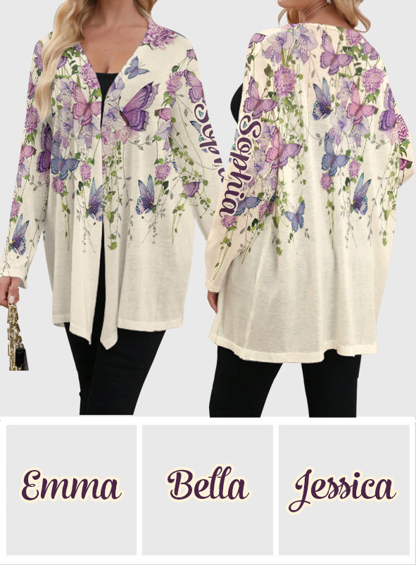 Butterfly And Flowers - Personalized Butterfly Cardigan