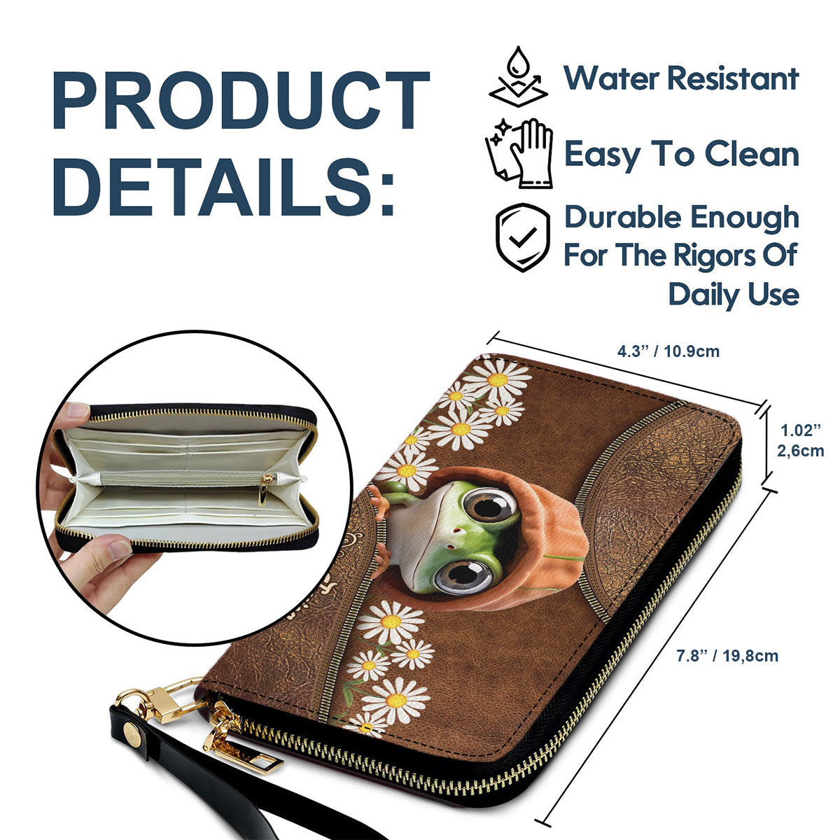 Adorable Frog - Personalized Frog Leather Long Wallet