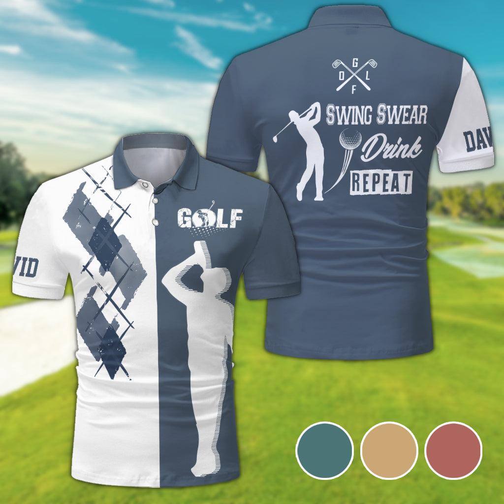 Swing Swear Drink – personalisiertes Golf-Poloshirt