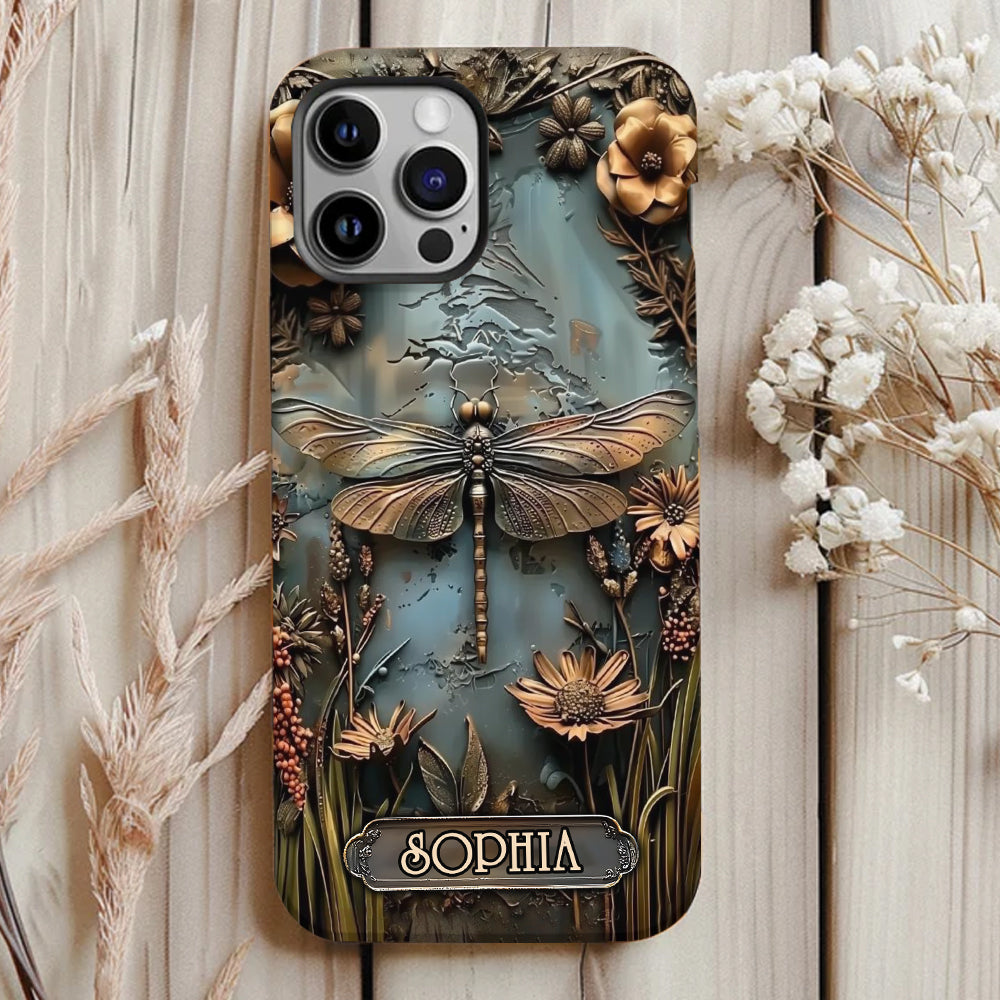 Wunderschöne Libelle, Schmetterling, Kolibri – personalisierte Handyhülle mit Gartenmotiven und Vollbilddruck
