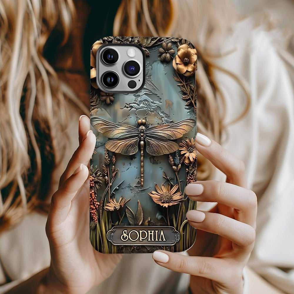 Wunderschöne Libelle, Schmetterling, Kolibri – personalisierte Handyhülle mit Gartenmotiven und Vollbilddruck
