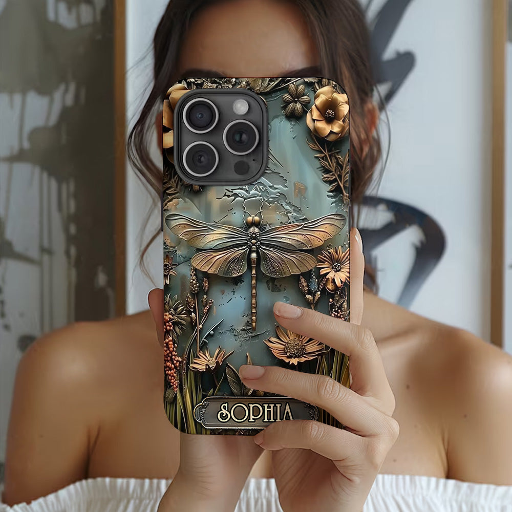 Wunderschöne Libelle, Schmetterling, Kolibri – personalisierte Handyhülle mit Gartenmotiven und Vollbilddruck