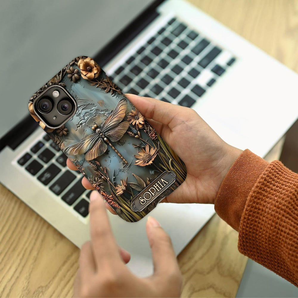 Wunderschöne Libelle, Schmetterling, Kolibri – personalisierte Handyhülle mit Gartenmotiven und Vollbilddruck