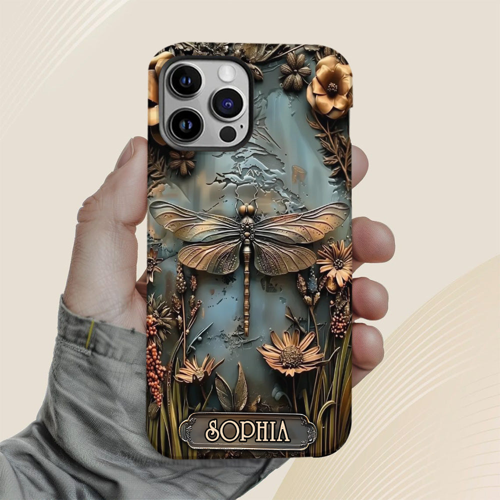 Wunderschöne Libelle, Schmetterling, Kolibri – personalisierte Handyhülle mit Gartenmotiven und Vollbilddruck