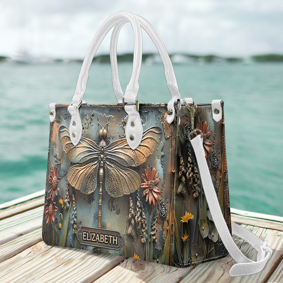Stunning Dragonfly - Personalized Dragonfly Leather Handbag