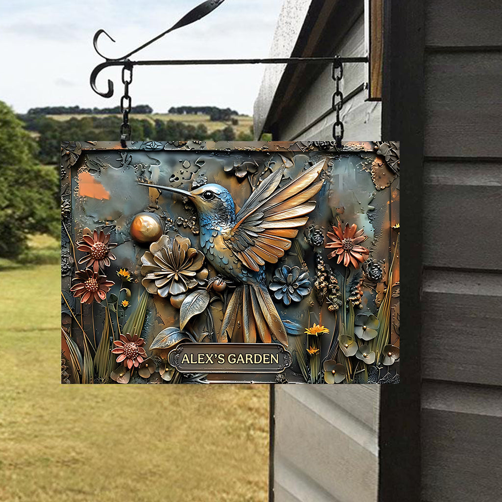 Der kleine Garten – Personalisiertes rechteckiges Metallschild für Gartenliebhaber