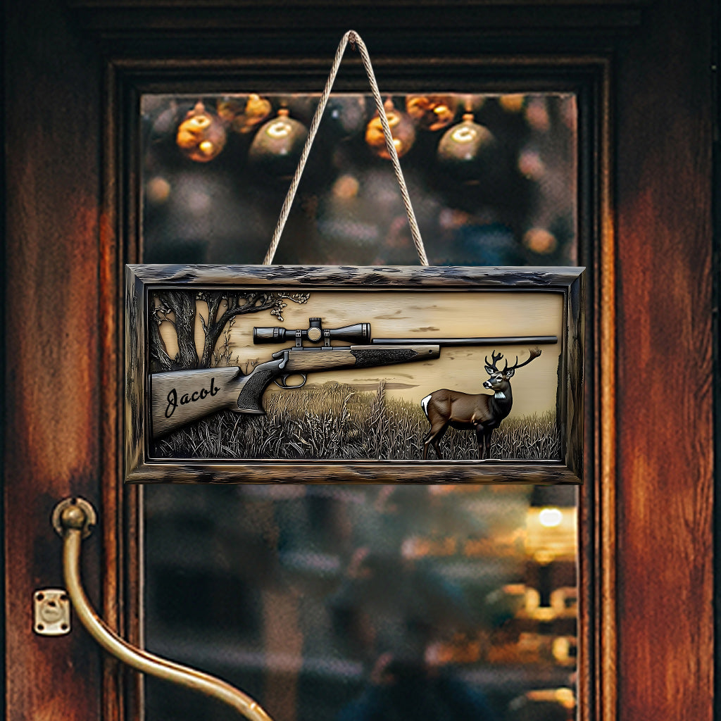 Hunting Rifle - Personalized Hunting Custom Shaped Wood Sign