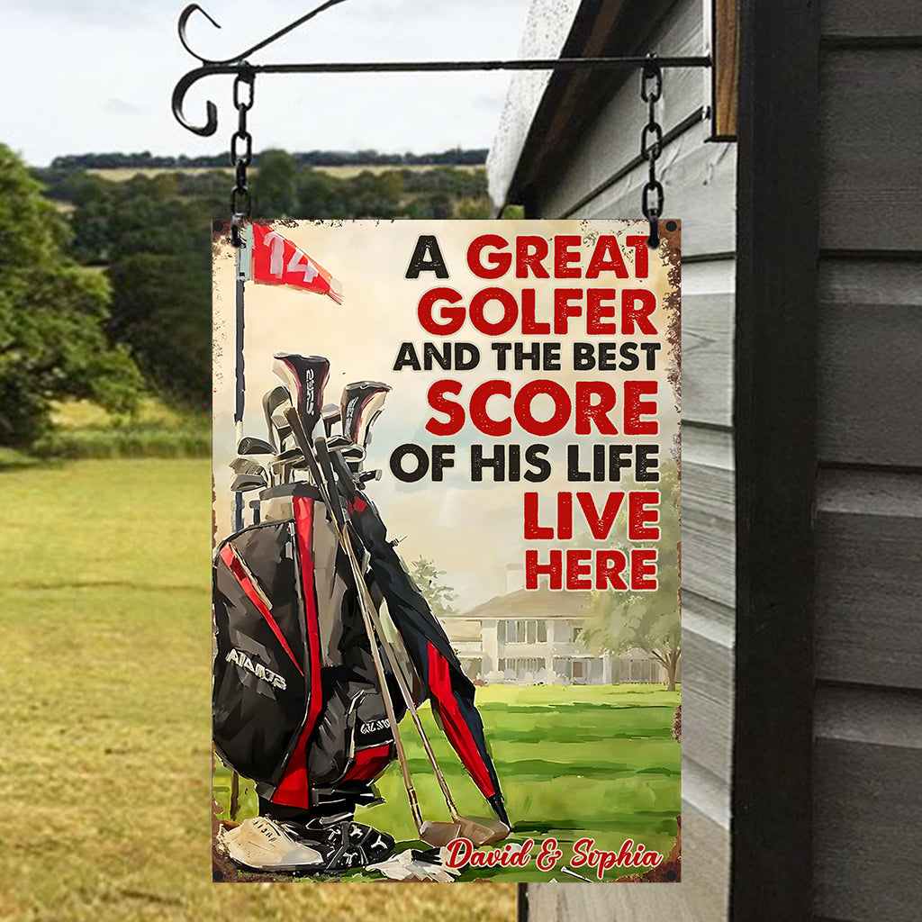 A Great Golfer and the Best Score of His Life Live Here - Personalized Golf Rectangle Metal Sign