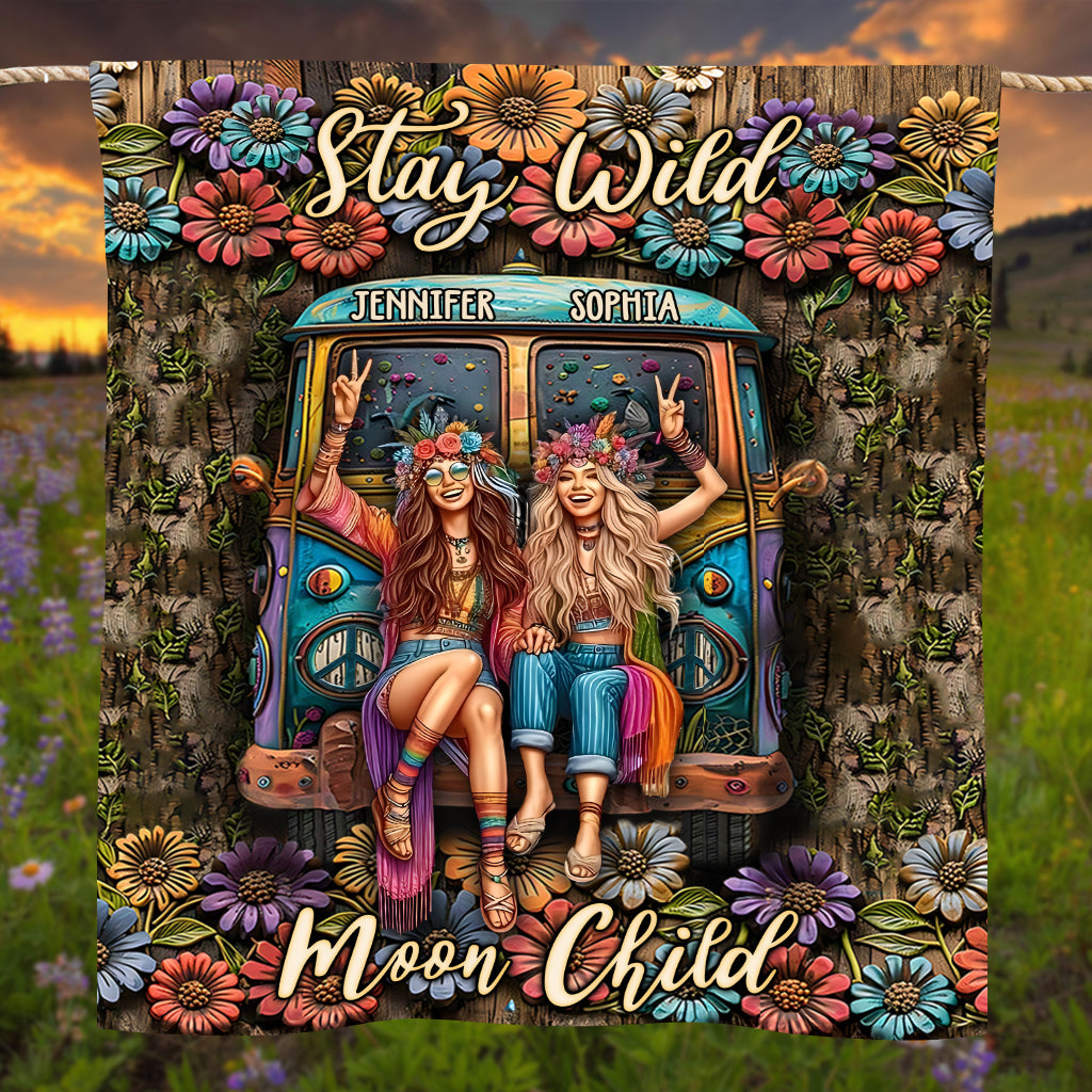 Bleib wild, Mondkind – personalisierte Hippie-Decke