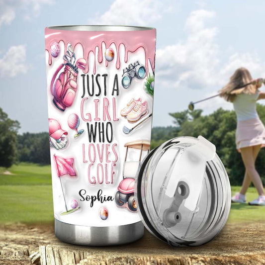 Einfach ein Mädchen, das Golf liebt – personalisierter Golfbecher