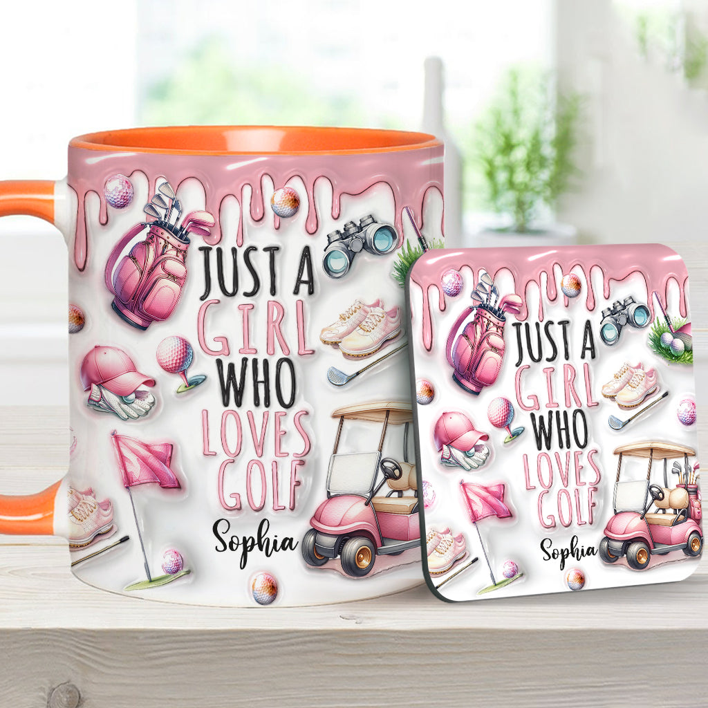 Einfach ein Mädchen, das Golf liebt – personalisierte Tasse mit Golfmotiv