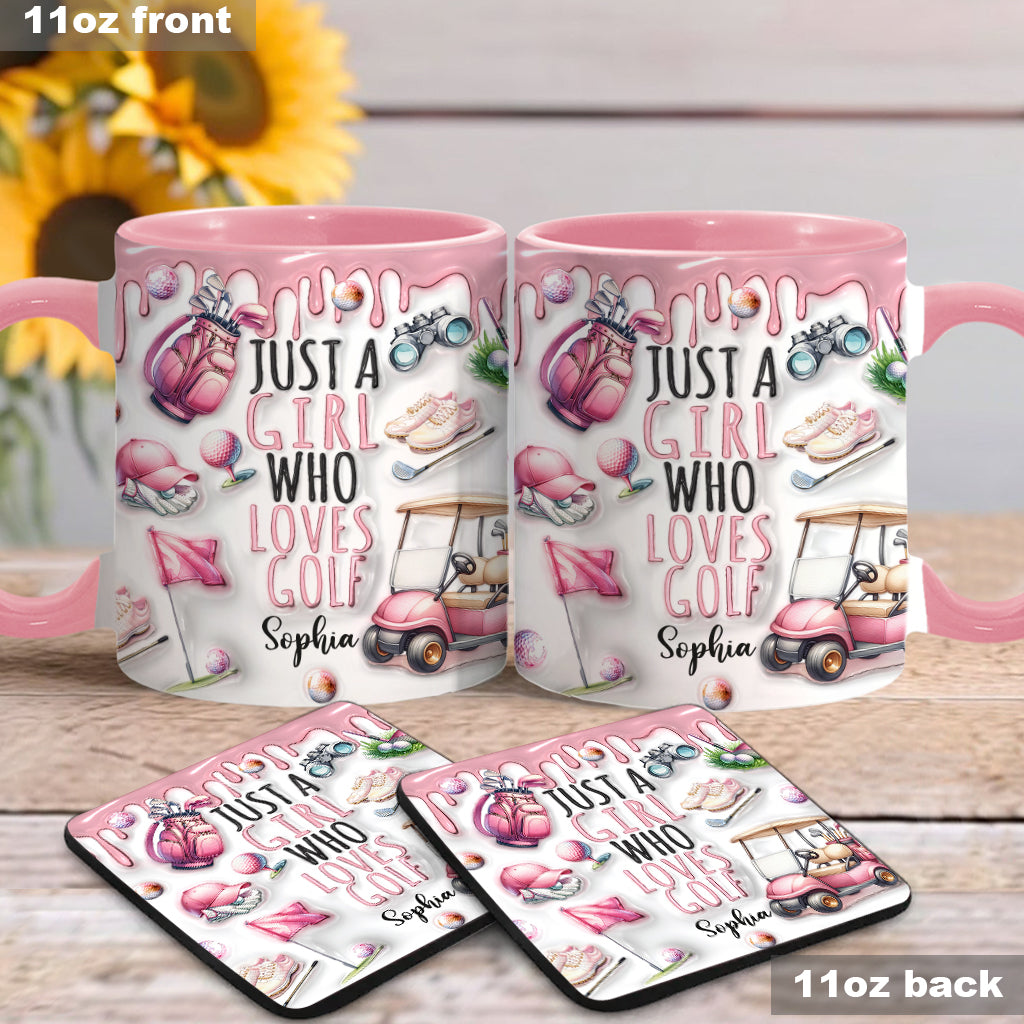 Einfach ein Mädchen, das Golf liebt – personalisierte Tasse mit Golfmotiv