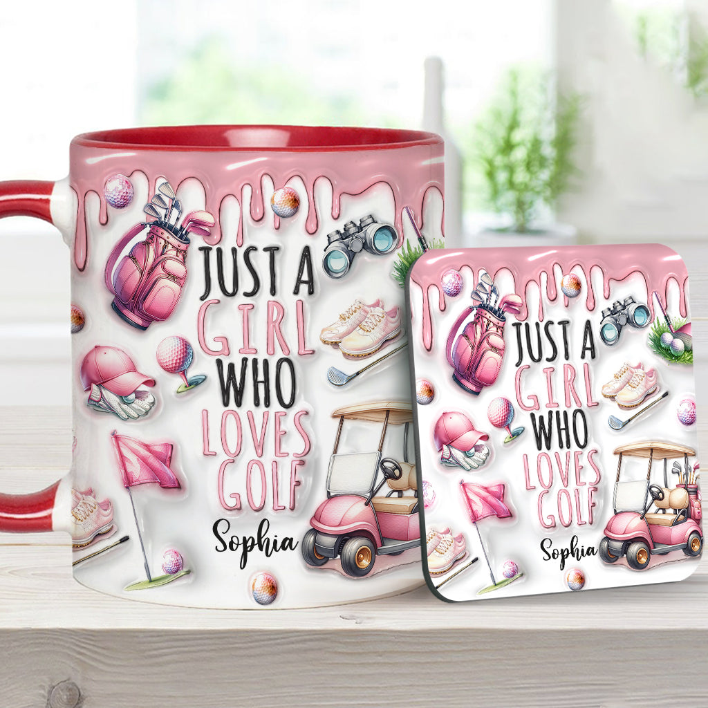 Einfach ein Mädchen, das Golf liebt – personalisierte Tasse mit Golfmotiv