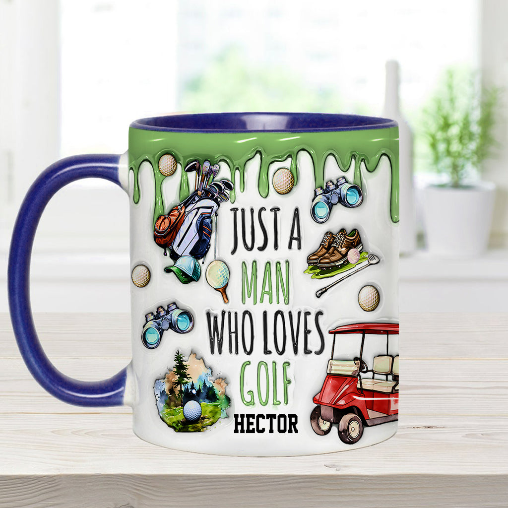 Einfach ein Mann, der Golf liebt – personalisierte Tasse mit Golfmotiv