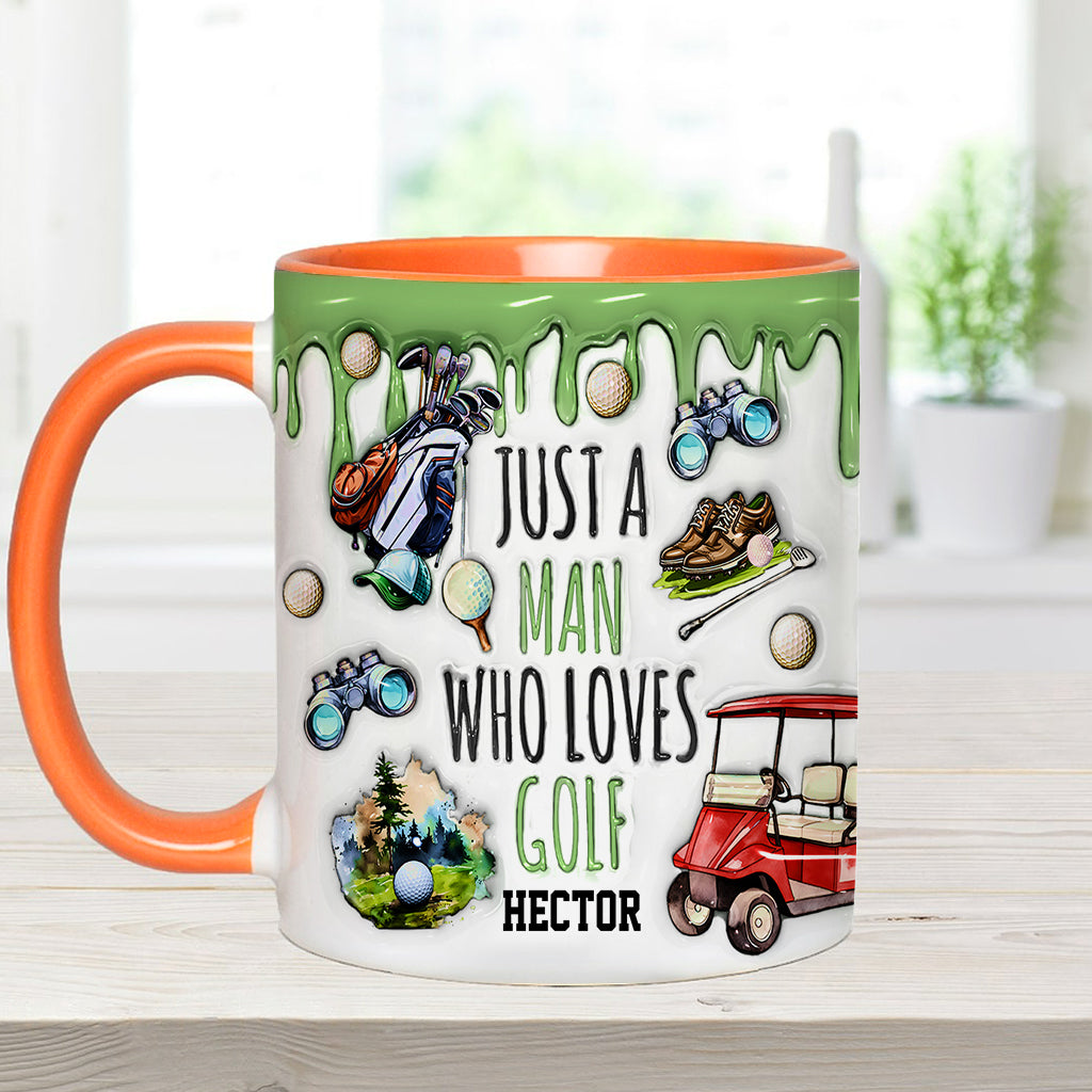 Einfach ein Mann, der Golf liebt – personalisierte Tasse mit Golfmotiv