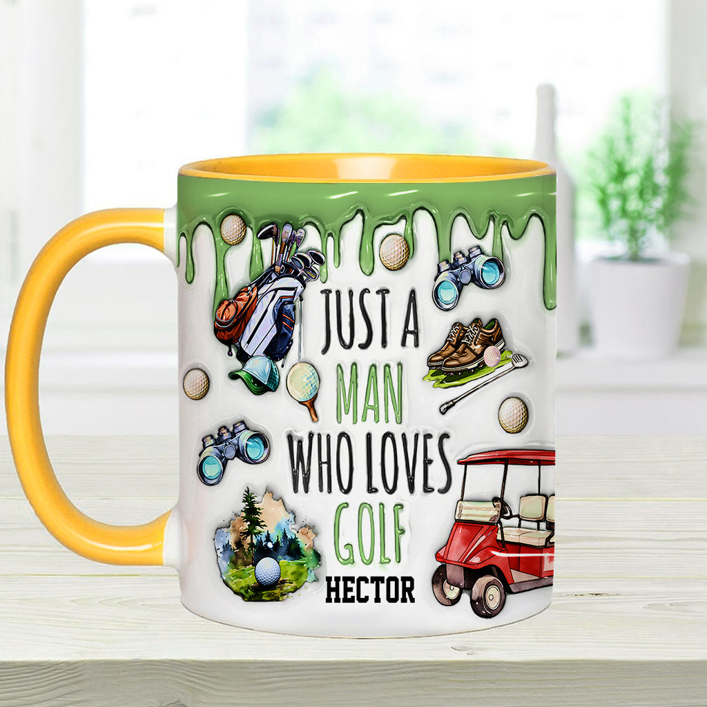 Einfach ein Mann, der Golf liebt – personalisierte Tasse mit Golfmotiv