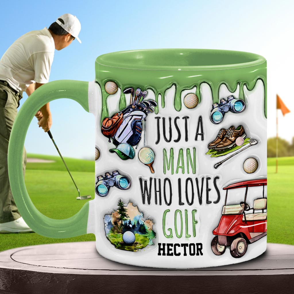 Einfach ein Mann, der Golf liebt – personalisierte Tasse mit Golfmotiv