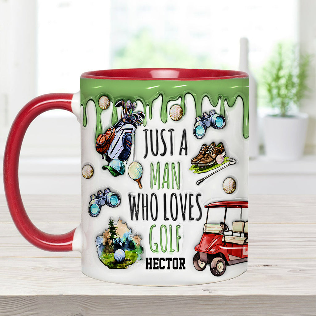 Einfach ein Mann, der Golf liebt – personalisierte Tasse mit Golfmotiv