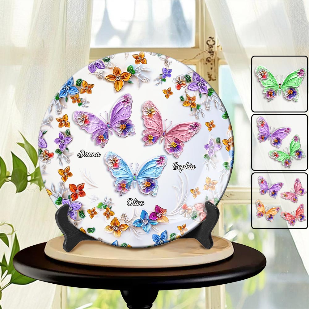 Bestie Floral Butterflys - Personalisierter Bestie Keramikteller, rund - Rund -