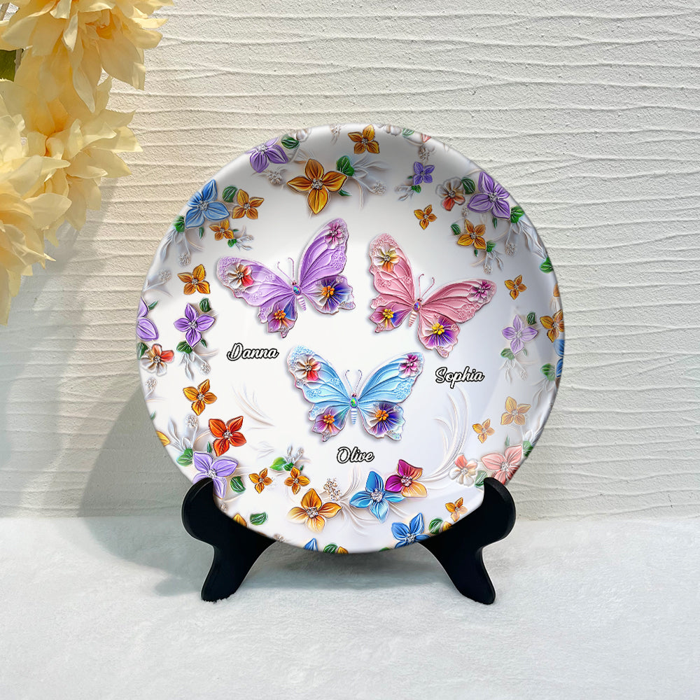 Bestie Floral Butterflys - Personalisierter Bestie Keramikteller, rund - Rund -