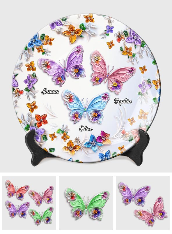 Bestie Floral Butterflys - Personalisierter Bestie Keramikteller, rund - Rund -