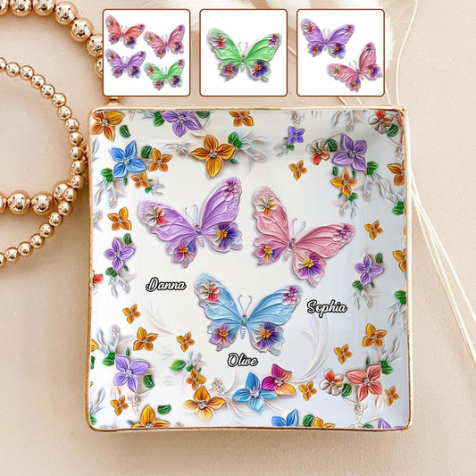 Bestie Floral Butterflies - Personalisierte Bestie Schmuckschale mit Volldruck